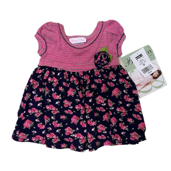 Bonnie Baby 2 Piece Dress with Floral Leggings, 12 Months, NWT - Picture 2 of 7